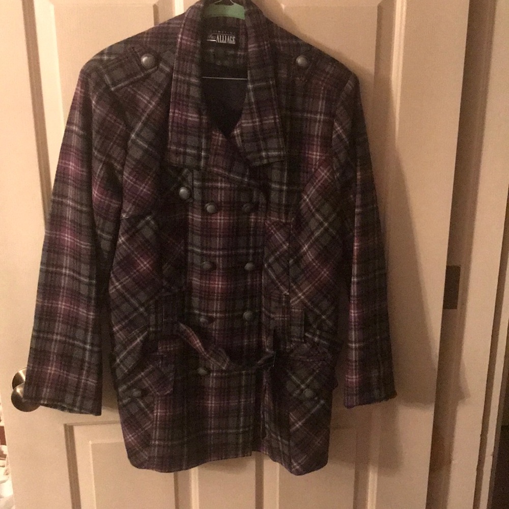 Miss Alliage Collection Plum Plaid Jacket